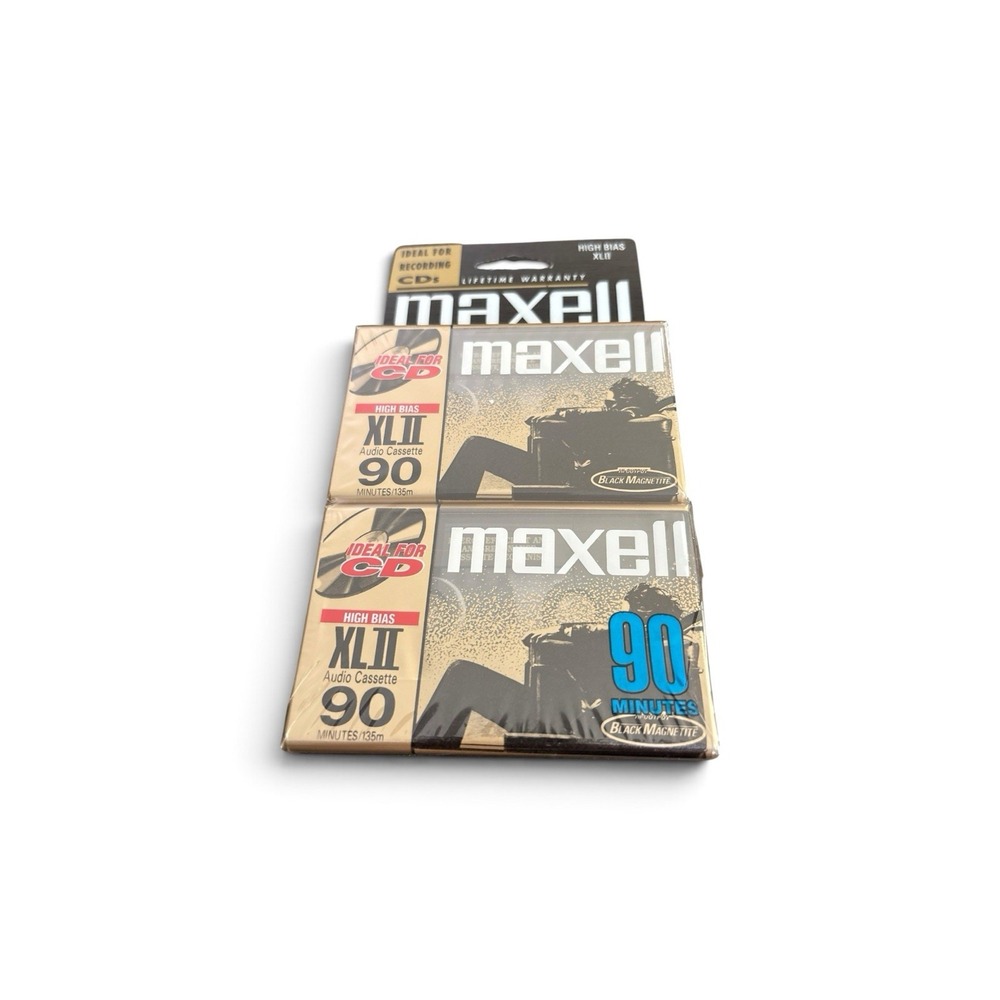 2 New Maxell XLII 90 High Bias Type II Cassette Tapes Factory Sealed NOS